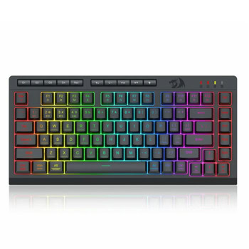 Клавиатура Redragon Crescent Pro, безжична/жична, механична, гейминг, RGB подсветка, 5 мултимедийни клавиша, 4 MACRO клавиша, черна, Bluetooth, USB | JAR Computers Redragon Crescent Pro K524RGB-PRO