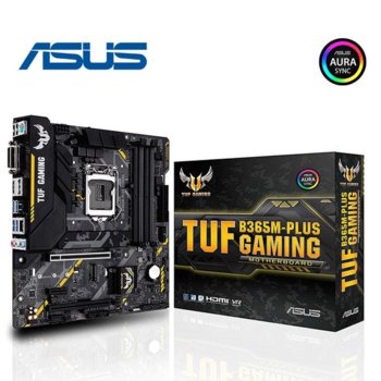 Дънна платка Asus TUF B365M-PLUS GAMING, B365, LGA1151, DDR4, PCI-E 3.0 (DP/HDMI/DVI)(CFX), 6x SATA 6Gb/s, 2x M.2, 4x USB 3.2 Gen 1, Micro ATX | JAR Computers Asus TUF-B365M-PLUS-GAMING
