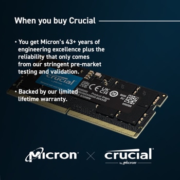 Crucial DDR5 32GB 4800MHz CL40 SO-DIMM 1.1V