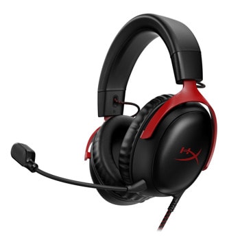 Слушалки HyperX Cloud III, микрофон, 53mm неодимови драйвери, 3.5mm жак, USB-C, USB-A адаптер, DTS Headphone:X, черно-червени | JAR Computers Слушалки HyperX Cloud IIII черно-червени