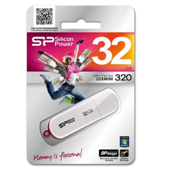 Памет 32GB USB Flash, Silicon Power USB 2.0 LuxMini 320 White, бяла | JAR Computers Silicon Power LuxMini 320