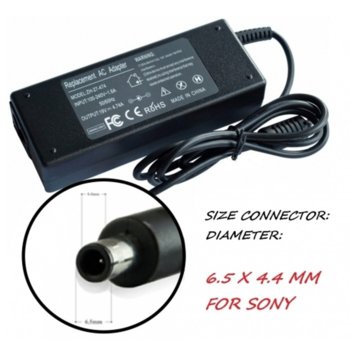 Захранване (заместител) за лаптопи Sony, 19.5V, 4.74A, 90W, 6.5мм х 4.4мм изходящ конектор | JAR Computers Зарядно за лаптопи Sony 220V 90W 080418020202