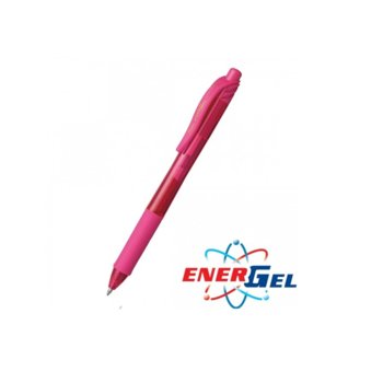 Автоматичен ролер Pentel Energel BL107, розов цвят на писане, дебелина на линията 0.7 mm, гел, розов, цената е за 1бр. (продава се в опаковка от 12бр.) | JAR Computers Pentel Energel BL107