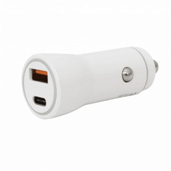 Зарядно за кола SBOX CC-095, от авт. запалка към 1x USB A(ж)/1x USB C(ж), 5-12V, 1.5/3А, 20W, бяло | JAR Computers SBOX CC-095