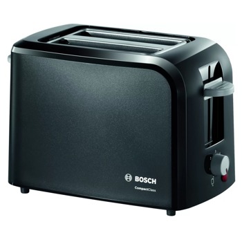 Тостер Bosch TAT3A013, 2 филии, функция загряване, сензор за равномерно препичане, 980W, черен image