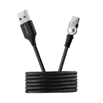 Кабел Canyon CNS-USBC8B, от USB Type A(м) към USB Type C(м), 1m, въртящ се конектор, черен | JAR Computers Canyon USB C - USB A CNS-USBC8B
