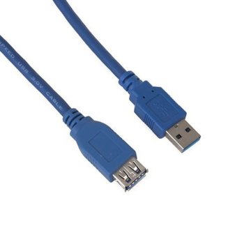 Кабел VCom CU302, от USB-A (м) към USB-A (ж), 1.5m, син | JAR Computers VCom USB 3.0 Extension AM / AF CU302