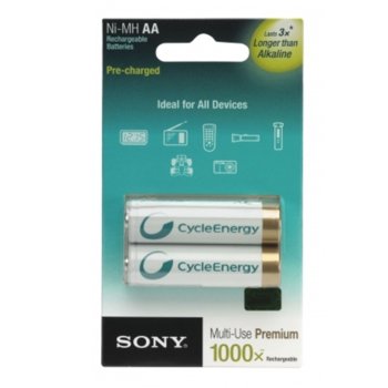 Акумулаторни батерии Sony NHAAB2K BLUE, AA, 1.2V, 2100mAh, 2бр. | JAR Computers Sony NHAAB2K Rechargeable 2*2000 BLUE