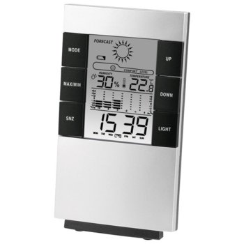 Електронна термо-хигрометър Hama TH-200, барометър, аларма, хигрометър, черен/сив image