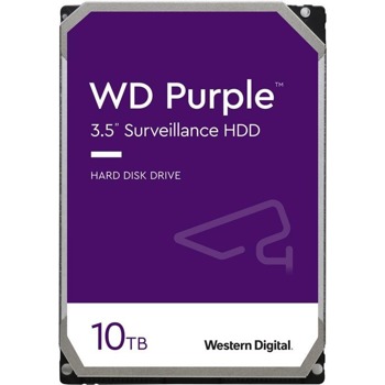 Твърд диск 10TB WD Purple Surveillance, SATA 6Gb/s, 7200 rpm, 256MB, 3.5" (8.89 cm) | JAR Computers WD 10TB Purple WD102PURZ