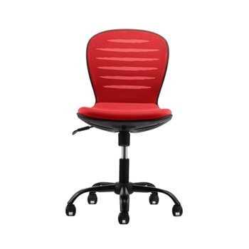Детски стол RFG Flexy Black, дамаска и меш, червена седалка, червена облегалка image