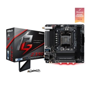 Дънна платка Asrock Z390 Phantom gaming-ITX/AC, Z390, LGA1151, PCI-E (HDMI, DP, Thunderbolt), 4x SATA 6Gb/s, 2x Ultra M.2 Socket, 4x USB 3.1 Gen2, Wi-Fi, Bluetooth, Mini-ITX | JAR Computers Asrock Z390 Phantom gaming-ITX/AC