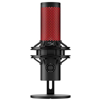 Микрофон HyperX QuadCast 2 (872V1AA), AUX, USB-C, червена подсветка, с поставка, черен | JAR Computers HyperX QuadCast 2 872V1AA