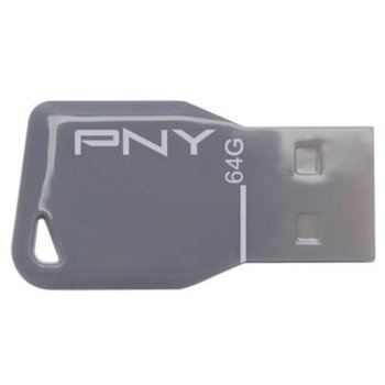 Флаш памет PNY FDU,64GB,KEY,USB2.0,GREY