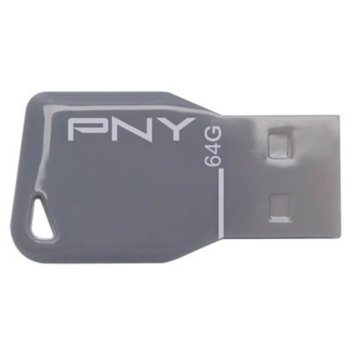 Памет 64GB USB Flash, PNY KEY FDU, USB 2.0, сива | JAR Computers Флаш памет PNY FDU,64GB,KEY,USB2.0,GREY