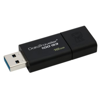Памет 16GB USB Flash Drive, Kingston DataTraveler100, USB 3.0, черна | JAR Computers 16GB USB Flash
