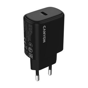 Зарядно устройство Canyon OnCharge 250, от контакт към 1x USB-C(ж), 12V, черно, 25W | JAR Computers Canyon OnCharge 250 Black CNE-CHA250-11