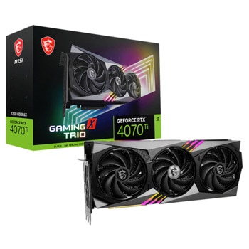 Видео карта Nvidia GF RTX 4070 Ti, 12GB, MSI GAMING X TRIO, PCI-E 4.0, GDDR6X, 192-bit, DisplayPort, HDMI | JAR Computers MSI RTX 4070 Ti GAMING X TRIO 12G V513-007R
