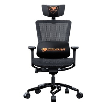 Геймърски стол Cougar Argo Black, до 150кг. макс тегло, алуминиева база, газов амортисьор, коригиране на височината, лумбална опора, черен | JAR Computers Cougar Argo Black CG3MERGOCB0001