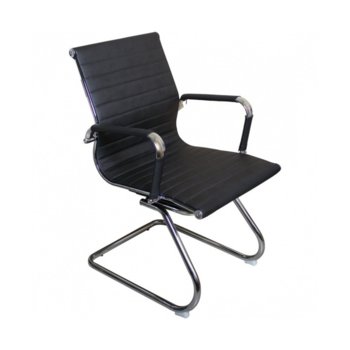 Посетителски стол RT-04S LEYLA, еко кожа, подлакътници, хромирана база, черен | JAR Computers RT-04S LEYLA Black