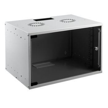Комуникационен шкаф Mirsan MR-07-SOH4, 19", 7U, 350 x 400 x 535 мм, предна стъклена врата, сив | JAR Computers Mirsan MR-07-SOH4