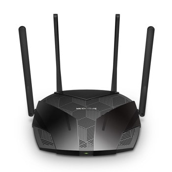 Рутер Mercusys MR80X, 3000Mbps, 2.4GHz(574Mbps)/5GHz(2402Mbps), Wireless AX, 3x LAN 1000, 1x WAN 1000, 4x външни антени | JAR Computers Рутер Mercusys MR80X