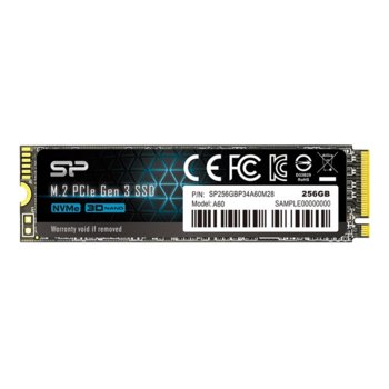 Памет SSD 256GB, Silicon Power A60, NVMe, M.2 (2280), скорост на четене 2100 MB/s, скорост на запис 1200 MB/s | JAR Computers Silicon Power A60 256GB PCIe Gen3x4