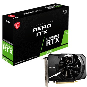 Видео карта Nvidia GeForce RTX 3050, 8GB, MSI AERO ITX OC, PCI-E 4.0, GDDR6, 128-bit, DisplayPort, HDMI | JAR Computers MSI GeForce RTX 3050 AERO ITX 8G OC V809-4041R