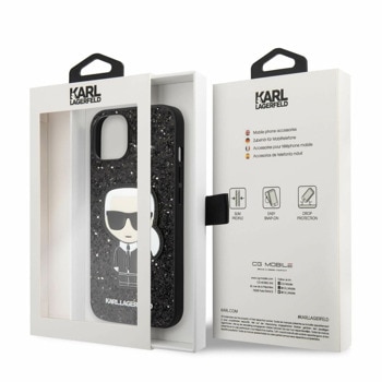 Glitter Flakes Ikonik за iPhone 14 черен