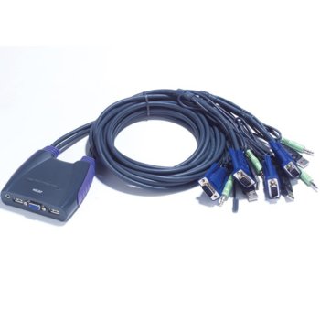 KVM суич ATEN CS64US, от 2x USB A(ж), 1x HDB-15(VGA)(ж), 1x 3.5mm jack(ж) към 4x USB A(м), 4x HDB-15(VGA)(м), 4x 3.5mm jack(м) | JAR Computers ATEN CS64US