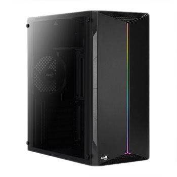 Кутия Aerocool Split RGB (SPLIT-A-BK-V1), ATX, 1 x USB 3.0, прозорец, черна, без захранване | JAR Computers Кутия Aerocool Split RGB SPLIT-A-BK-V1