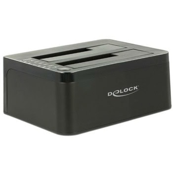 Докинг станция Delock 62661, за 2x 2.5"/3.5" HDD/SSD, USB 3.0, функция за клониране, черна | JAR Computers Delock 62661
