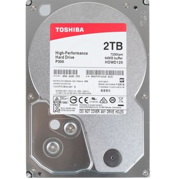 Твърд диск 2TB Toshiba SATA 3/6Gb/s, 7200 rpm, 64MB, 3.5" (8.89cm) | JAR Computers Toshiba 2ТB P300 SATA 3/6Gb/s