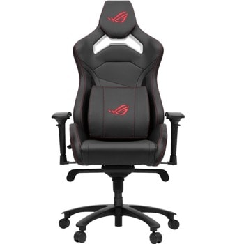 Геймърски стол Asus ROG Chariot Core (90GC00D0-MSG010), стоманена база, еко кожа, регулируеми подлакътници, регулируема височина, черен | JAR Computers Asus 90GC00D0-MSG010