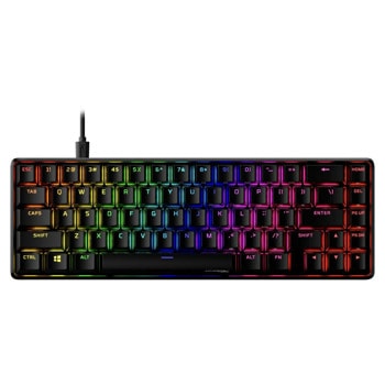 Клавиатура Kingston HyperX Alloy Origins 65 (56R64AA#ABA), механична, гейминг, подсветка, HyperX Aqua сини суичове, черна, USB | JAR Computers HyperX Alloy Origins 65 56R64AA#ABA