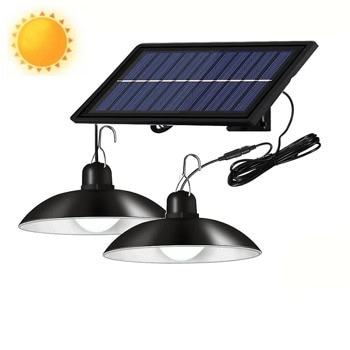LED соларна лампа 0652655634538, 2400mAh, за стена, 2 плафона, черна | JAR Computers Соларна лампа за стена с 2 платфона 5436452432