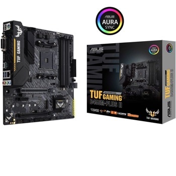 Дънна платка Asus TUF GAMING B450M-PLUS II, AM4, B450, PCI-E 3.0 (HDMI/DVI)(CFX), 6x SATA 6Gb/s, 1x M.2, 1x USB 3.2 Gen 2 Type A, mATX | JAR Computers Asus TUF-GAMING-B450M-PLUS-II