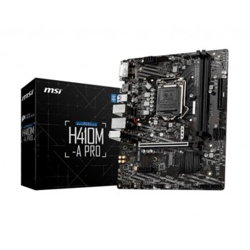 Дънна платка MSI H410M-A PRO, H410, LGA1200, DDR4, PCI-E 3.0, 4x SATA 6Gb/s, 2x M.2, 2x USB 3.2 Gen1, Micro ATX | JAR Computers MSI H410M-A-PRO