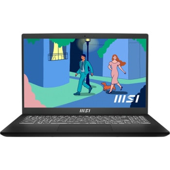 Лаптоп MSI Modern 15 B12M (9S7-15H112-053), десетядрен Intel Core i7-1255U 1.7/4.7GHz, 15.6" (39.62 cm) Full HD IPS Anti-Glare Display, (HDMI), 16GB DDR4, 512GB SSD, 1x Type-C USB 3.2, No OS | JAR Computers MSI Modern 15 B12M 9S7-15H112-053