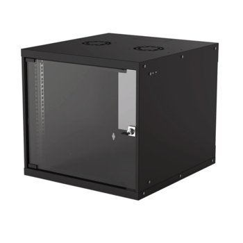 Комуникационен шкаф Intellinet 714808, 19", 9U, 540 x 560 x 487 мм, предна стъклена врата, IP20 защита, черен | JAR Computers Intellinet Basic Wallmount Cabinet 714808