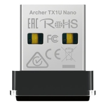 Мрежови адаптер TP-Link Archer TX1U Nano, 300Mbps, Wireless AX, USB 2.0, 1x вътрешна антена | JAR Computers TP-Link Archer TX1U Nano