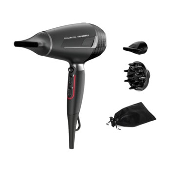 Сешоар Rowenta HAIR DRYER AC KL POUCH CV888LF0, 3 скорости, 3 степени на температура, йонизираща функция, студен въздух, черен | JAR Computers Rowenta CV888LF0, HAIR DRYER AC KL POUCH