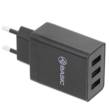 Зарядно устройство Tellur Basic HC302 (TLL151221), от контакт към 3x USB A(ж), 2.4A, черно | JAR Computers Tellur TLL151221