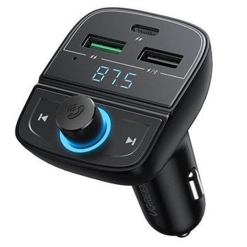 FM трансмитер Ugreen Bluetooth FM Transmitter (CD229), 87.5 до 108 MHz, Bluetooth, 1x USB Type C, 2x USB Type A, черен | JAR Computers Ugreen Bluetooth FM Transmitter CD229