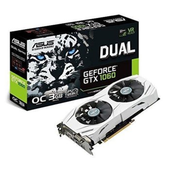 Видео карта NVIDIA DUAL GTX 1060, 3GB, ASUS DUAL GTX 1060 OC, PCI-E 3.0, GDDR5, 192 bit, DVI-I, HDMI, DP | JAR Computers ASUS DUAL GTX 1060 ASUS-VC-GTX1060-DUAL-O3GDR5