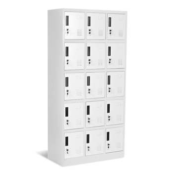 Метален шкаф Carmen CR-1245 K, 15x шкафове, прахово боядисан, метален, вентилационен отвор, заключващ механизъм, сив | JAR Computers Carmen CR-1245 K сив