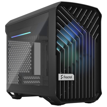 Кутия Fractal Design Torrent Nano Black RGB TG Light Tint, 1x USB 3.1 Gen 2 Type-C, черна, без захранване | JAR Computers Fractal Design Torrent Nano Black RGB TG Light Tin