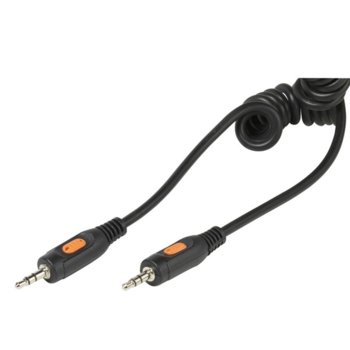 Аудио кабел Vivanco 46099, от 3.5mm Jack(м) към 3.5mm Jack(м), 1m, черен, спирала | JAR Computers Vivanco 46099 3.5mm Jack(м) към 3.5mm Jack(м) 1m