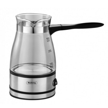 Електрическо джезве Rosberg R51165C, 600W, вместимост 0.5 l, стъклено, сиво | JAR Computers Електрическо джезве
