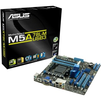 Дънна платка Asus M5A78L-M/USB3, AMD 760G, AM3 (up to 140W), DDR3, VGA+PCI-E (HDMI & DVI), SB7.1, Lan1000, SATA RAID 0,1,10, 2xUSB3.0, uATX | JAR Computers Asus M5A78L-M/USB3